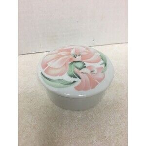 VTG Porcelain Trinket  Box  Anais Anais  Limoges France With Pink Green Flowers